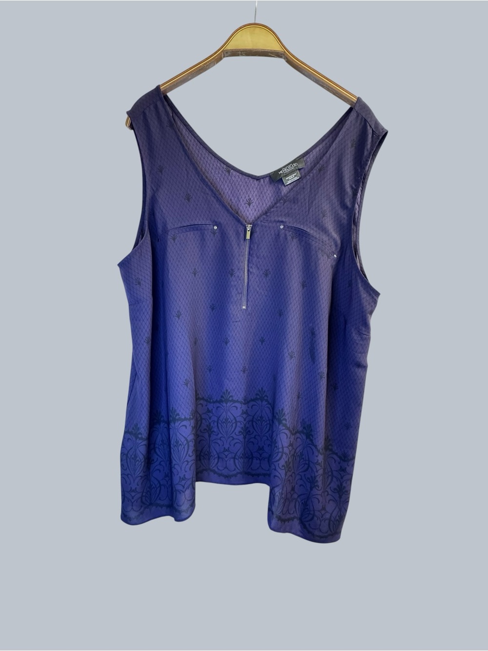 Michel Studio Womenโs Purple Tank Top Sheer Size 20